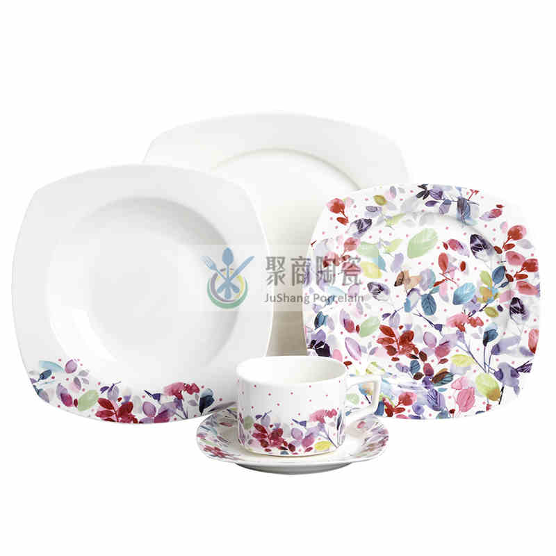 посуда - фарфоровая столовая посуда из 20 предметов с разрезанной наклейкой